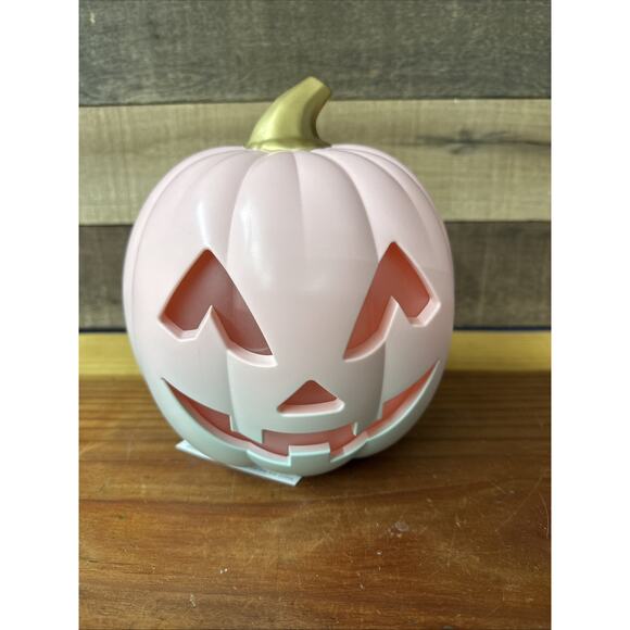 Halloween Bullseye Jack -O- Lantern Pumpkin pink blue Ombre Color Changing 8” - Picture 1 of 11